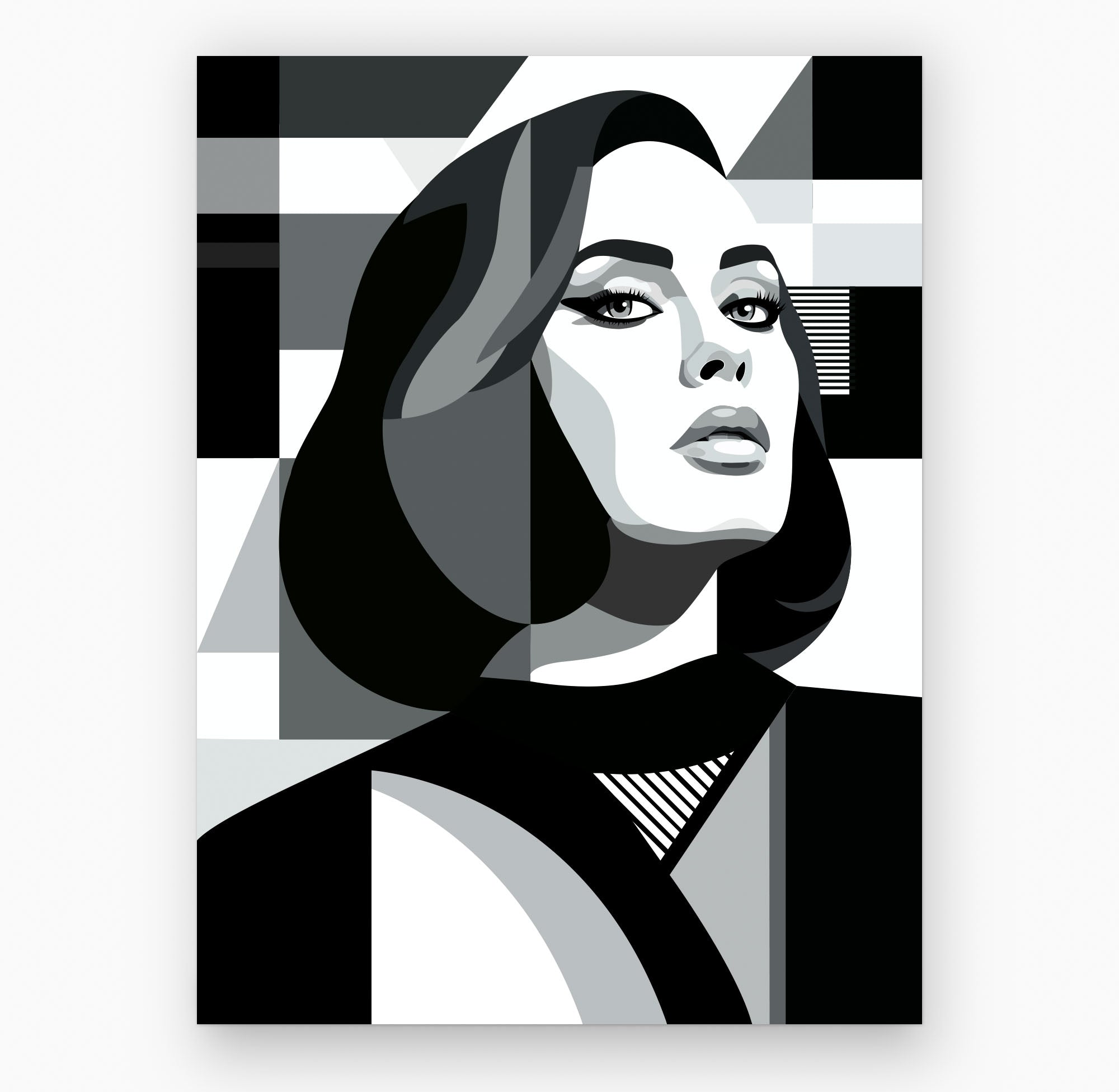 Adele | Monochrome Geometric Portrait Fine Art Print